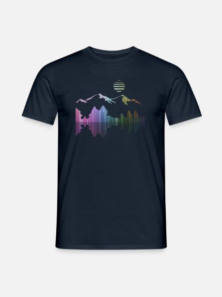 Paysage, art, montagnes, forêt, street art, désert - T-shirt homme - marine