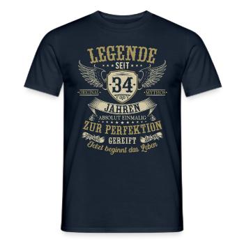 34 Geburtstag Legende Geburtstagsspruch 34 Jahre - Männer T-Shirt - Navy - Vorne - AI Model Male 178 light (178cm)