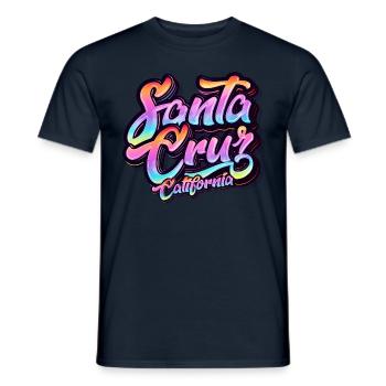 Santa Cruz Californie vintage rétro surfing ville - T-shirt homme - marine - Devant - AI Model Male 178 light (178cm)