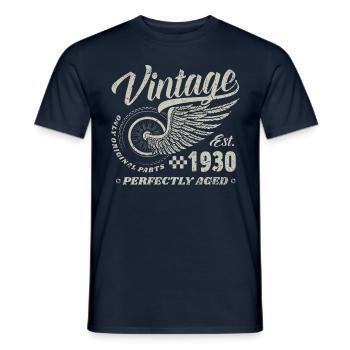 Vintage 1930's Year of Birth 90 Birthday 90's Vintage - Men's T-Shirt - navy - Front - AI Model Male 178 light (178cm)