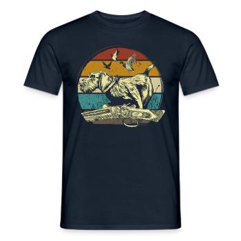 Motif allemand de chasseur de chien à poil de fil - T-shirt homme - marine - Devant - AI Model Male 178 light (178cm)