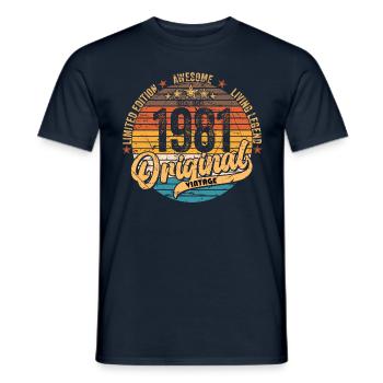 1981 Anniversaire né en 1981 Retro Vintage - T-shirt homme - marine - Devant - AI Model Male 178 light (178cm)