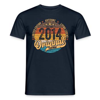 2014 Anniversaire né en 2014 Retro Vintage - T-shirt homme - marine - Devant - AI Model Male 178 light (178cm)