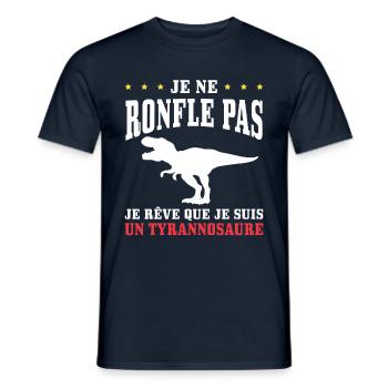 Humour Dinosaure Ronfler Dino Jurassique - T-shirt homme - marine - Devant - AI Model Male 178 light (178cm)