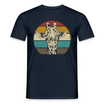 Giraffe retro vintag Zoo Afrika Safari - Männer T-Shirt - Navy - Vorne - AI Model Male 178 light (178cm)