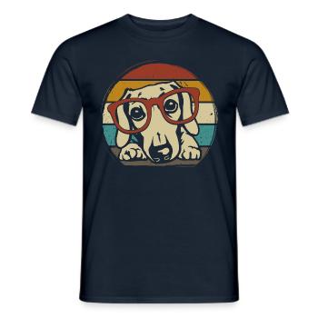 Dackel Welpe Hund Sonnenbrille - Männer T-Shirt - Navy - Vorne - AI Model Male 178 light (178cm)