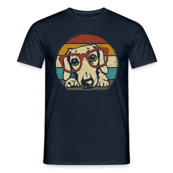 Dackel Welpe Hund Sonnenbrille - Männer T-Shirt - Navy - Vorne - AI Model Male 178 light (178cm)