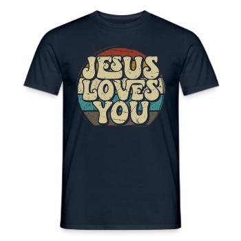 Jésus t’aime - Christian - T-shirt homme - marine - Devant - AI Model Male 178 light (178cm)