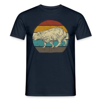 Capybara Wasserschwein retro Nagetier Tier lustig - Männer T-Shirt - Navy - Vorne - AI Model Male 178 light (178cm)