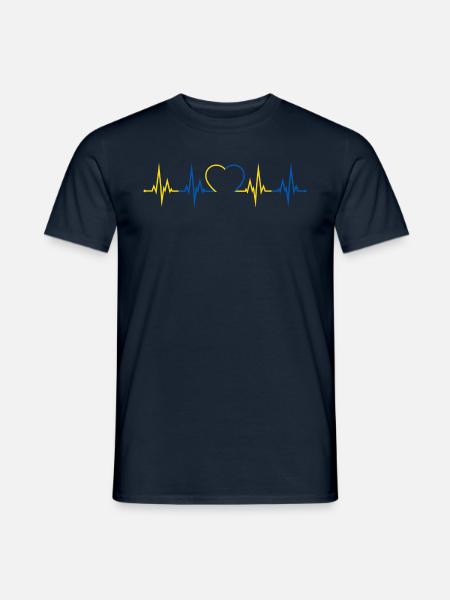 Ukraine heartbeat - Men's T-Shirt - navy
