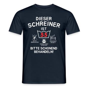 Dieser Schreiner ist 55. Schonend behandeln - Männer T-Shirt - Navy - Vorne - AI Model Male 178 light (178cm)