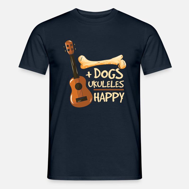 Hunde Ukulelen glücklich - Männer T-Shirt - Navy