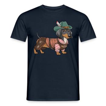 Bayerischer Dackel rot weißes Hemd Tracht Bayern - Männer T-Shirt - Navy - Vorne - AI Model Male 178 light (178cm)