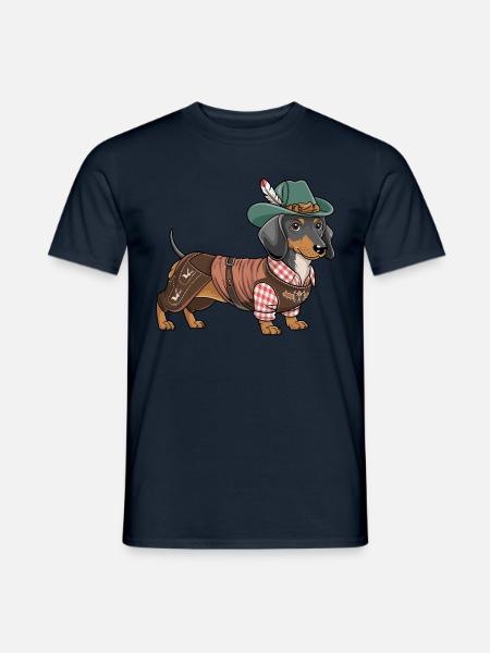 Bayerischer Dackel rot weißes Hemd Tracht Bayern - Männer T-Shirt - Navy
