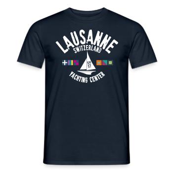 Lausanne Switzerland yacht center - T-shirt homme - marine - Devant - AI Model Male 178 light (178cm)