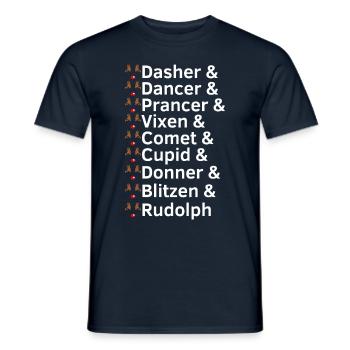 Reindeer Names Christmas - Men's T-Shirt - navy - Front - AI Model Male 178 light (178cm)