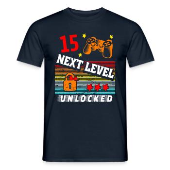 15th Birthday Level Unlocked - Men's T-Shirt - navy - Front - AI Model Male 178 light (178cm)