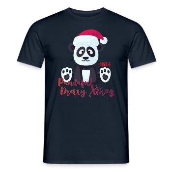 xmas christmas panda christmas fun funny comic - Men's T-Shirt - navy - Front - AI Model Male 178 light (178cm)
