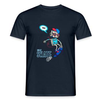 Skate robot skater comic yolo skateboard music - Men's T-Shirt - navy - Front - AI Model Male 178 light (178cm)