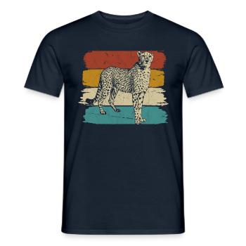 Cheetah wildlife retro - Men's T-Shirt - navy - Front - AI Model Male 178 light (178cm)
