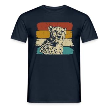 Guépard faune rétro - T-shirt homme - marine - Devant - AI Model Male 178 light (178cm)