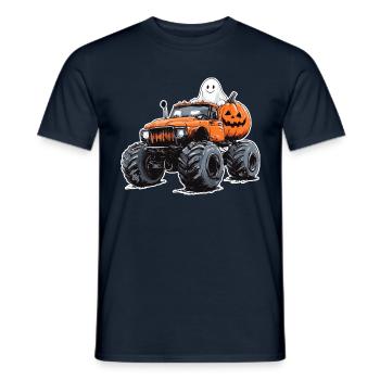 Monster Truck Halloween Ghost Pumpkin Boy - Men's T-Shirt - navy - Front - AI Model Male 178 light (178cm)