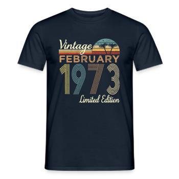 Vintage FEBRUARY 1973 Limited Edition - Men's T-Shirt - navy - Front - AI Model Male 178 light (178cm)