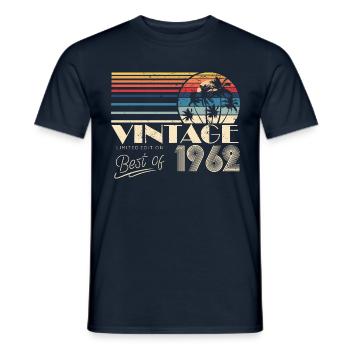 1962 Vintage 60e anniversaire rétro Vintage - T-shirt homme - marine - Devant - AI Model Male 178 light (178cm)