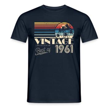 1961 Vintage anniversaire rétro Vintage cadeau - T-shirt homme - marine - Devant - AI Model Male 178 light (178cm)