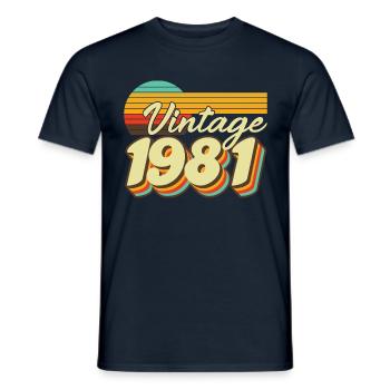 1981 Birthday Born In 1981 Retro Vintage - Men's T-Shirt - navy - Front - AI Model Male 178 light (178cm)