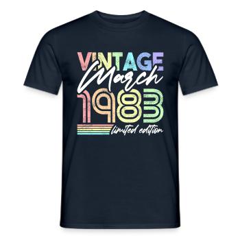 Vintage Mars 1983 Anniversaire Design pour Femmes - T-shirt homme - marine - Devant - AI Model Male 178 light (178cm)