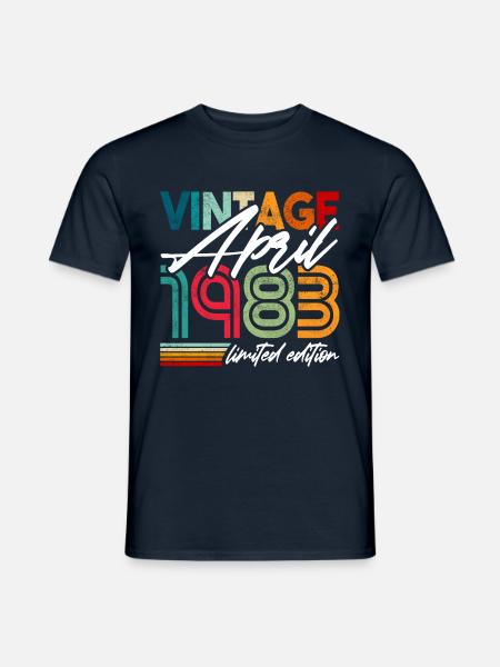 Vintage geboren April 1983 Geburtstag April 1983 - Männer T-Shirt - Navy