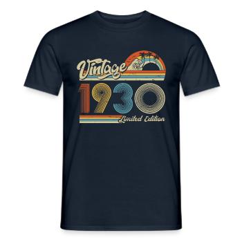 1930 Born retro sunset gift vintage - Men's T-Shirt - navy - Front - AI Model Male 178 light (178cm)