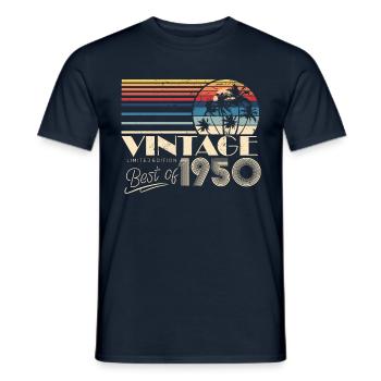 Anniversaire des années 1950 né dans les années 1950 rétro Vintage - T-shirt homme - marine - Devant - AI Model Male 178 light (178cm)