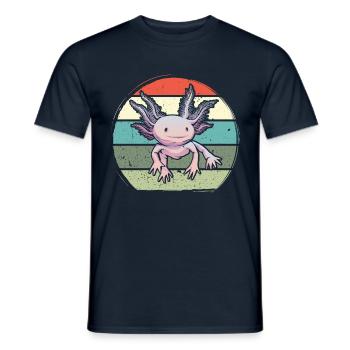 Axalotl rétro Kawaii - T-shirt homme - marine - Devant - AI Model Male 178 light (178cm)
