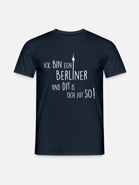 ick bin een Berliner Berlin Mundart - Männer T-Shirt - Navy