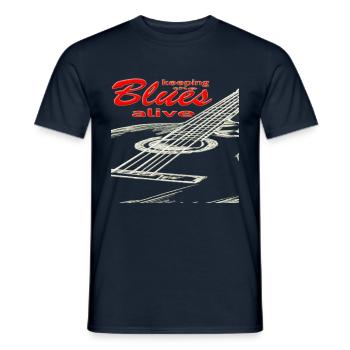Keeping the Blues alive Acoustic Guitar - T-shirt homme - marine - Devant - AI Model Male 178 light (178cm)
