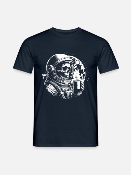 Skull mit Kaffeebecher Kaffee - Männer T-Shirt - Navy