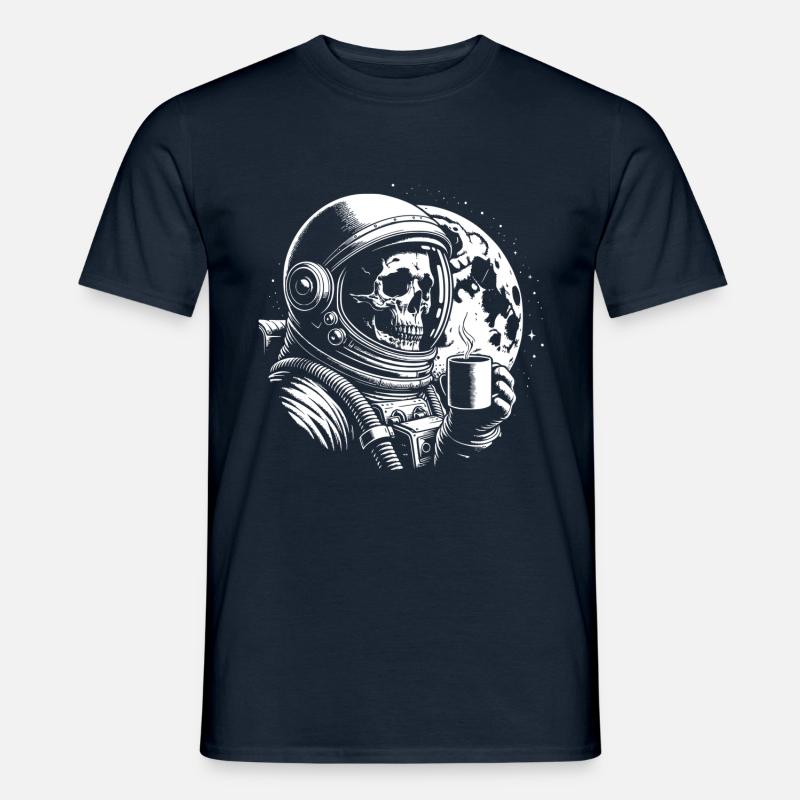 Skull mit Kaffeebecher Kaffee - Männer T-Shirt - Navy