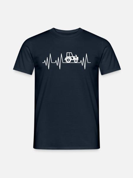 EKG Herzschlag Puls Traktor Trecker Landwirt Bauer - Männer T-Shirt - Navy