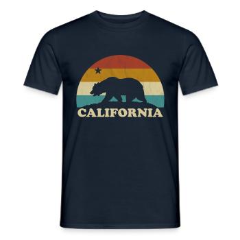 California Retro Surfer Bear Flag vintage années 70 - T-shirt homme - marine - Devant - AI Model Male 178 light (178cm)
