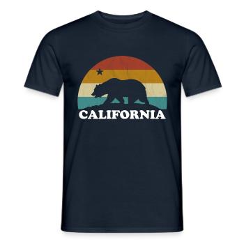 California Retro Surfer Bear Flag vintage années 70 - T-shirt homme - marine - Devant - AI Model Male 178 light (178cm)