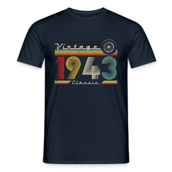 1943 Birthday Born In 1943 Retro Vintage - Men's T-Shirt - navy - Front - AI Model Male 178 light (178cm)