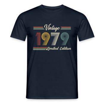 1979 Birthday Born In 1979 Retro Vintage - Men's T-Shirt - navy - Front - AI Model Male 178 light (178cm)