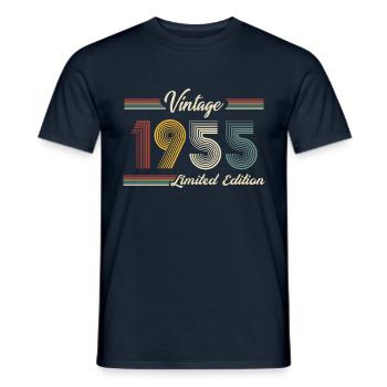 1955 Birthday Born In 1955 Retro Vintage - Men's T-Shirt - navy - Front - AI Model Male 178 light (178cm)