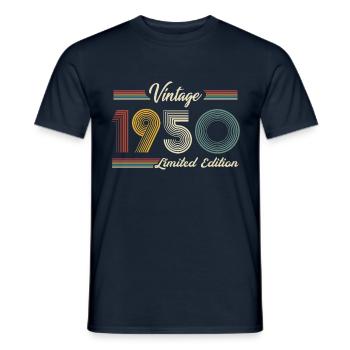 Anniversaire des années 1950 né dans les années 1950 rétro Vintage - T-shirt homme - marine - Devant - AI Model Male 178 light (178cm)