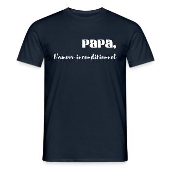 T-shirt Papa, l'amour inconditionnel - T-shirt homme - marine - Devant - AI Model Male 178 light (178cm)
