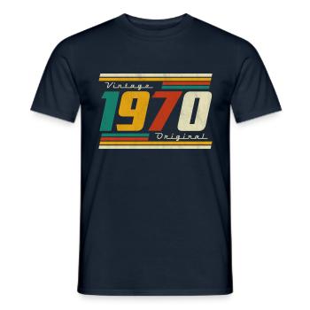 1970 Anniversaire Né En 1970 Rétro Vintage - T-shirt homme - marine - Devant - AI Model Male 178 light (178cm)