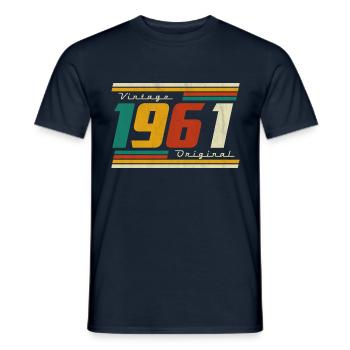 1961 Vintage anniversaire rétro Vintage cadeau - T-shirt homme - marine - Devant - AI Model Male 178 light (178cm)