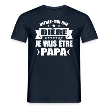 FUTUR PAPA OFFREZ MOI UNE BIÈRE - T-shirt homme - marine - Devant - AI Model Male 178 light (178cm)